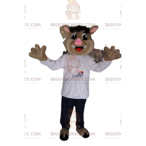 Boar BIGGYMONKEY™ Mascot Costume with White Shirt and Jeans –
